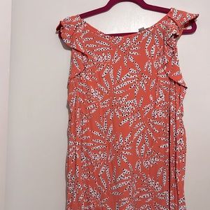 LOFT-Orange top with white leaves and black polka dots.
